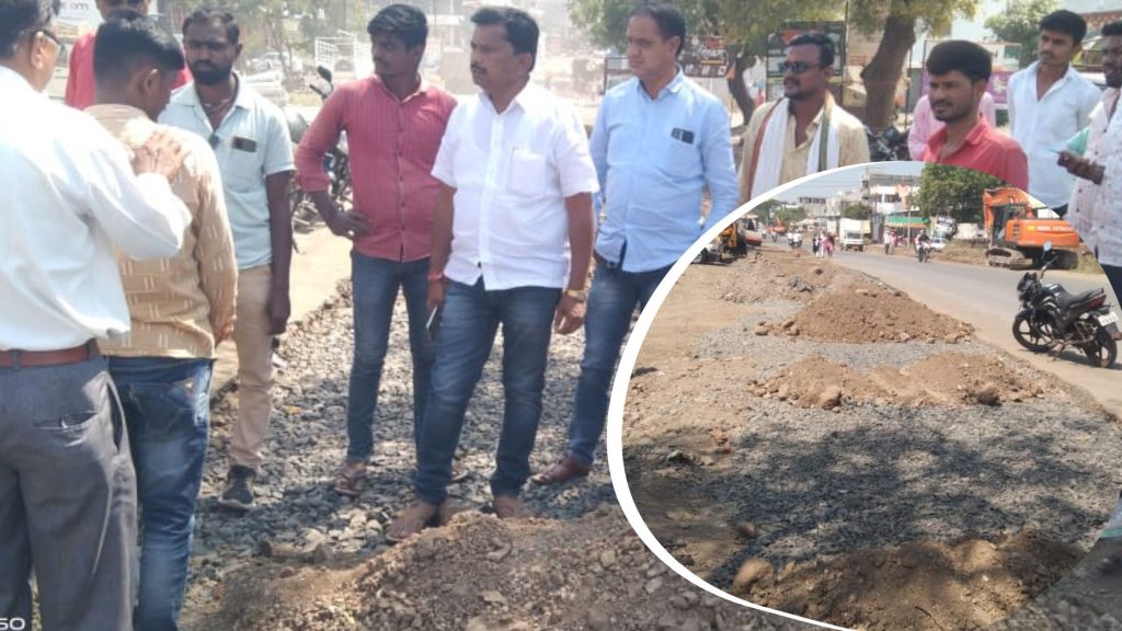 Jamkhed, Baramati contractor's use of soil-mixed muruma in road work, BJP leader Ravindra Suravse became aggressive about substandard work,