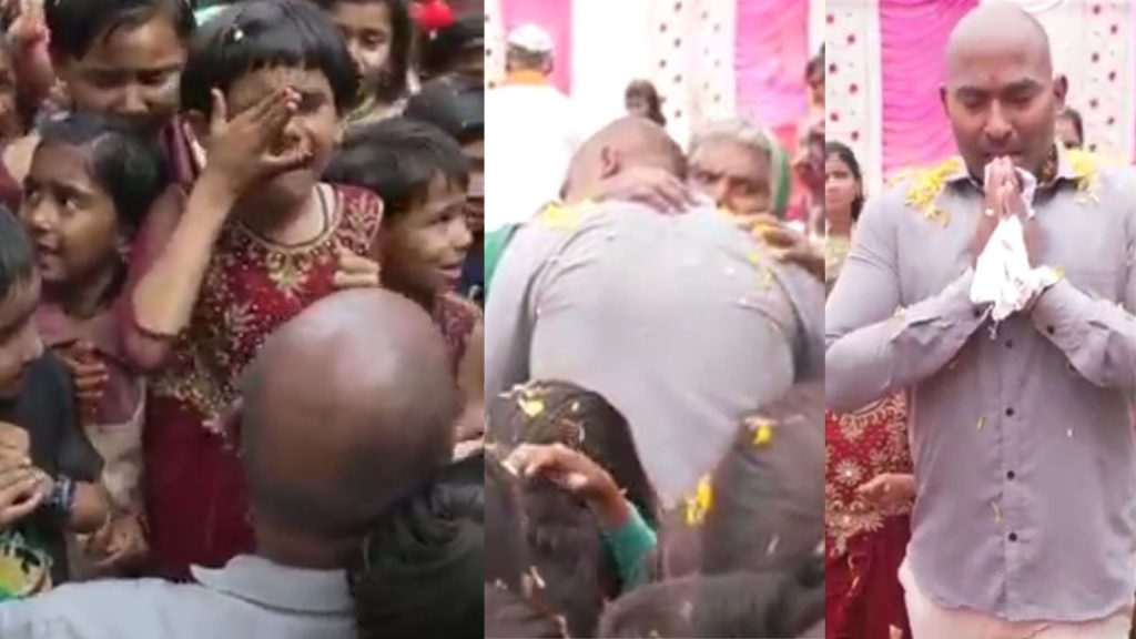 pathardi Hanuman nagar teacher lahu Borate transfer after 12 years, rain of flowers during farewell, Baya Bapde, student and whole village cried, watch teacher lahu Borate emotional video of farewell,