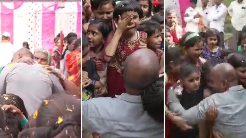 pathardi Hanuman nagar teacher lahu Borate transfer after 12 years, rain of flowers during farewell, Baya Bapde, student and whole village cried, watch teacher lahu Borate emotional video of farewell,