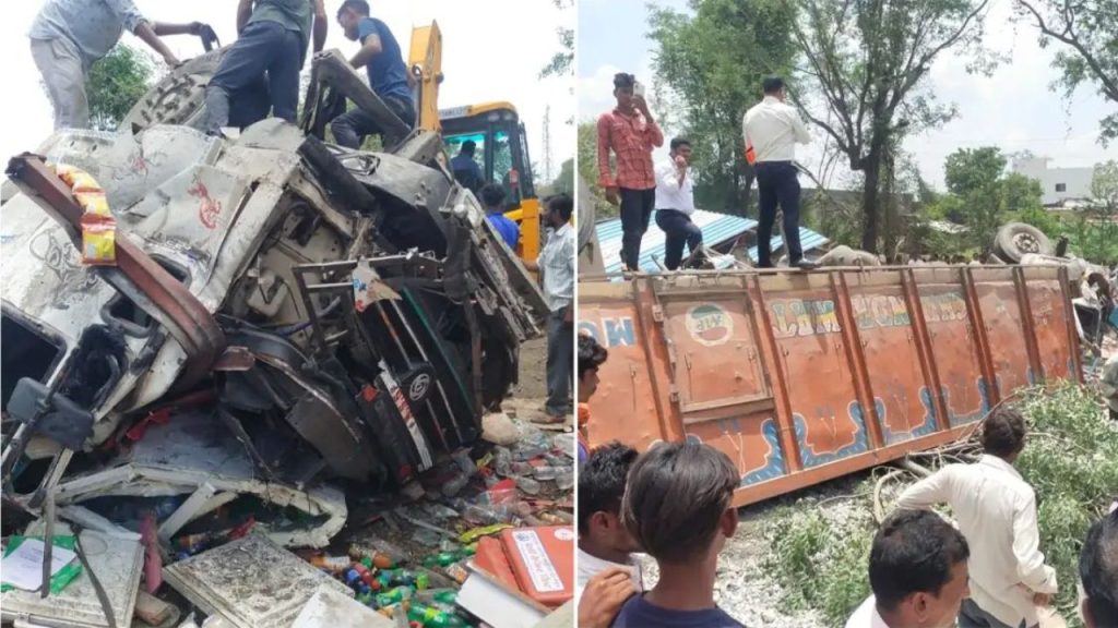 Dhule Accident, Rushing container rammed into hotel, 12 people died in  terrible accident, terrible accident on Mumbai-Agra highway, Palasner Shirpur accident, school students are among dead.
