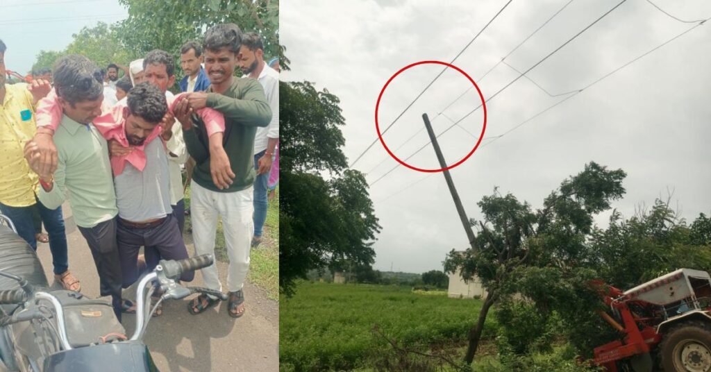 Terrible accident while installing electricity poles, worker dies due to electric shock, incident in Anandwadi loni fhata area, jamkhed kharda news today, 