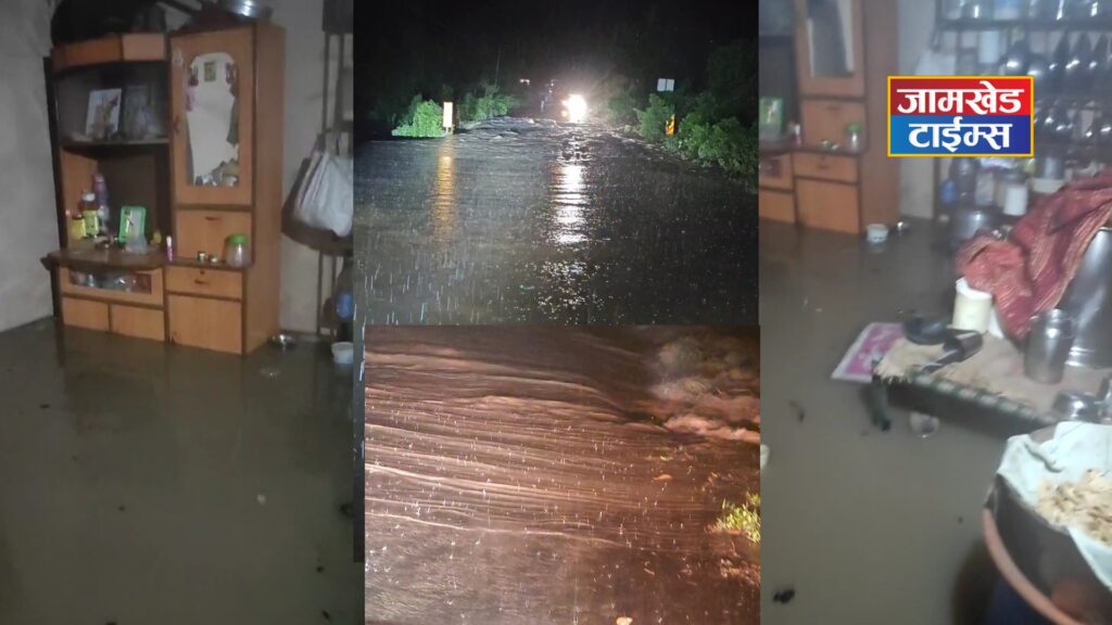 jamkhed Breaking news, heavy rains wreak havoc in Jamkhed taluka, storm batters overnight, increase in discharge from Khairi dam, alert issued for villages along river, 