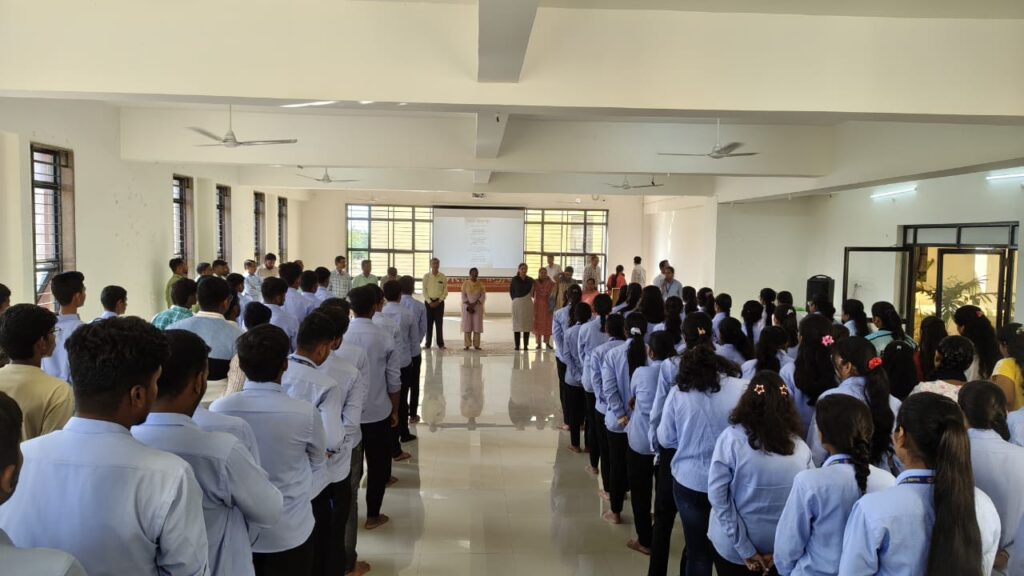 On the occasion of 150th anniversary of the Vande Mataram song, grand group singing and patriotic slogans filled premises at Halgaon Agricultural College, 