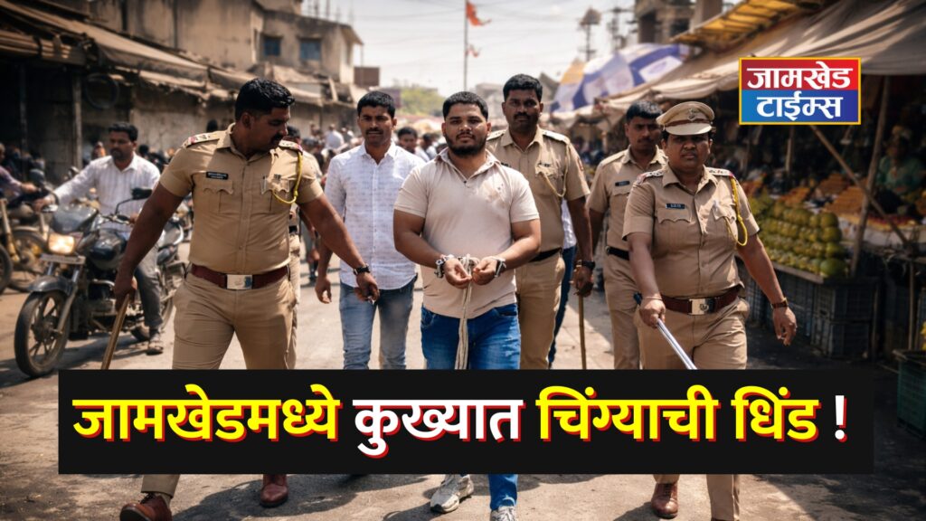 Police Singham style action in Jamkhed, Notorious Chingya More Dhind in public, goons no longer have holiday - Police's stern warning, jamkhed news today,  