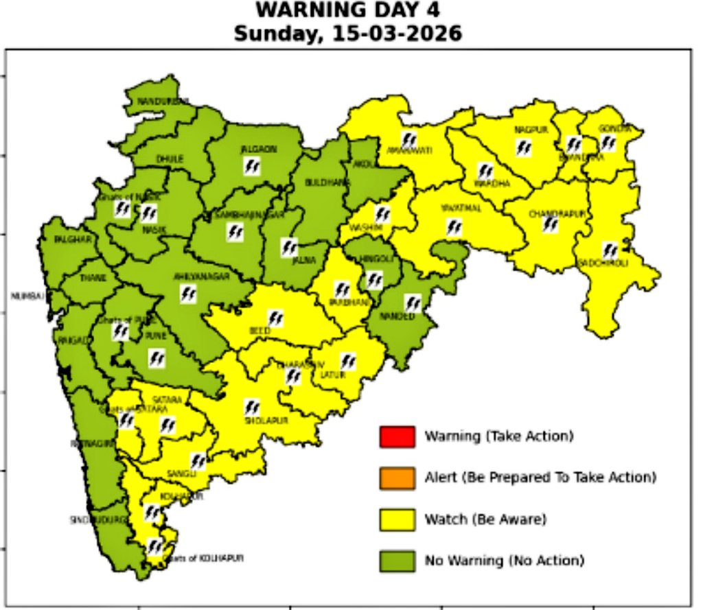maharashtra weather alert hailstorm 4 days danger 2026